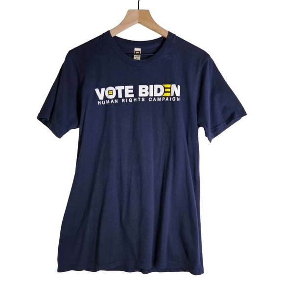 Human Rights Campaign Vote Biden Short Sleeve Tee M Navy Blue Equality - Picture 1 of 5